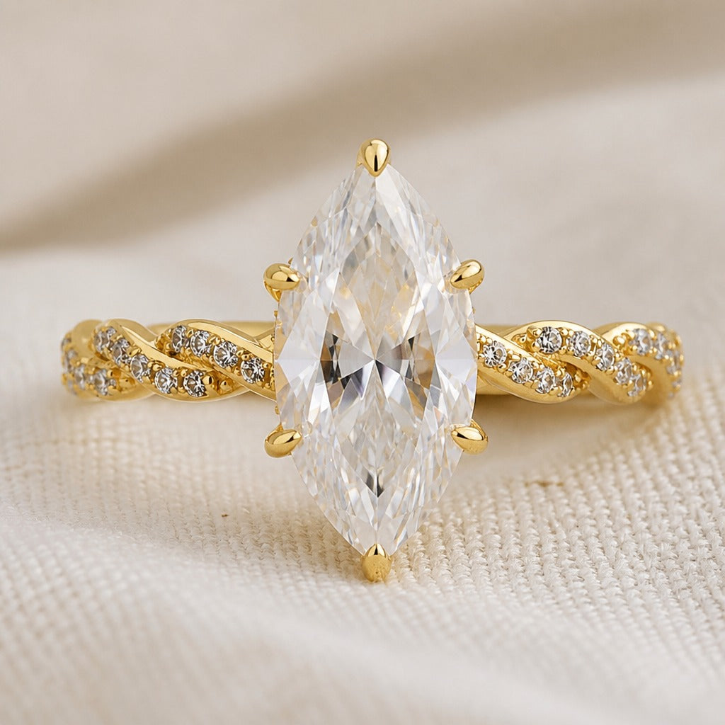 Marquise Twist Gold Ring