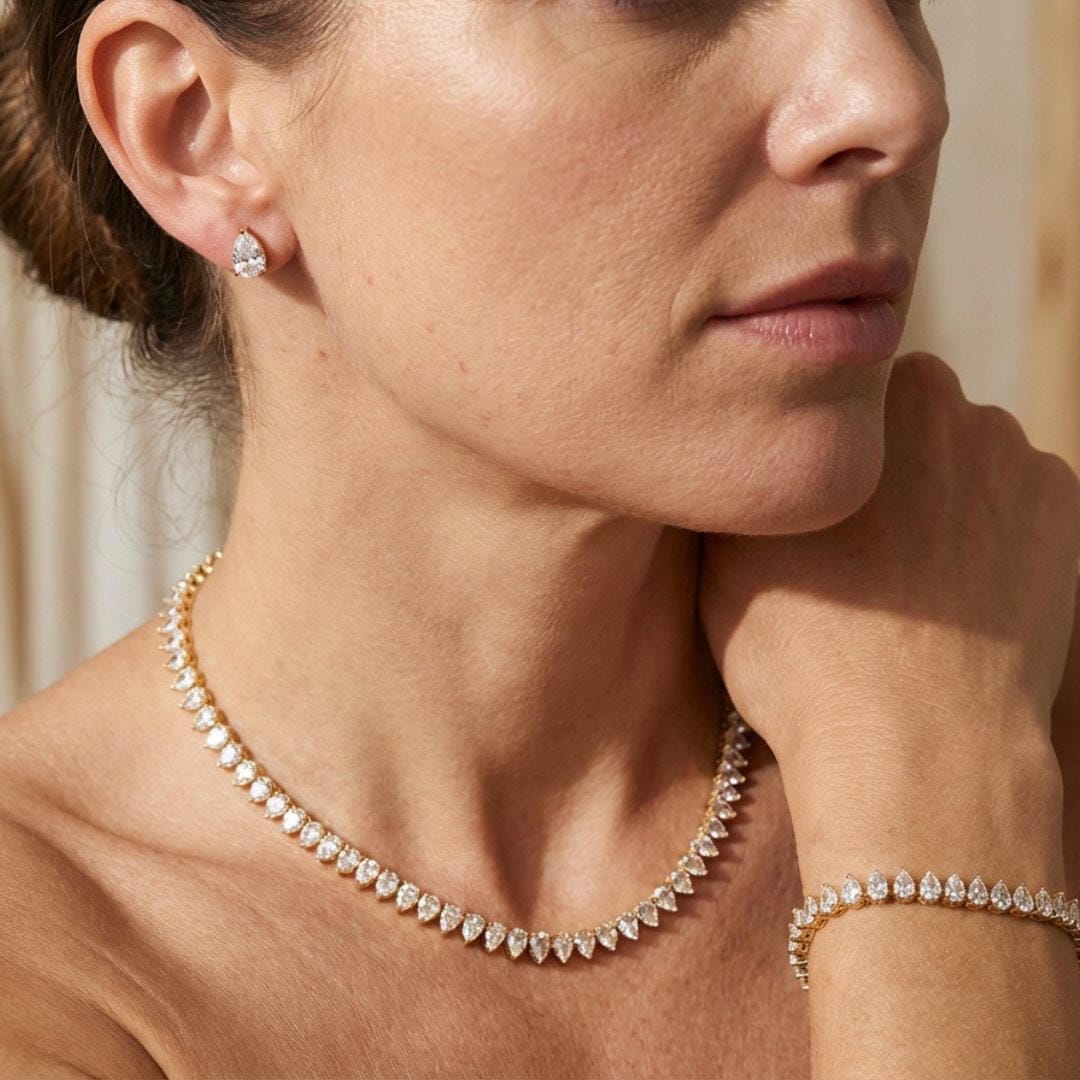 Clear Round Cubic Zirconia Bridal Set