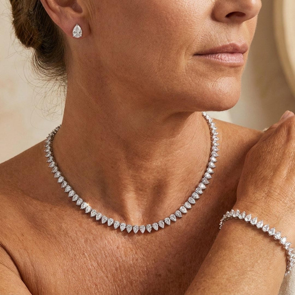 Clear Round Cubic Zirconia Bridal Set