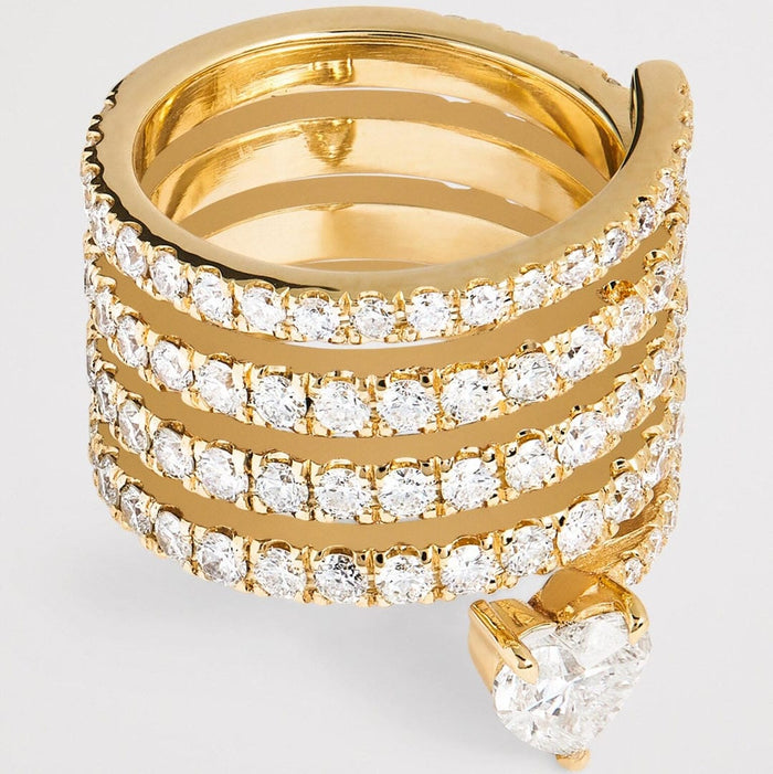 Antique Gold Zirconia Heart Wrap Ring