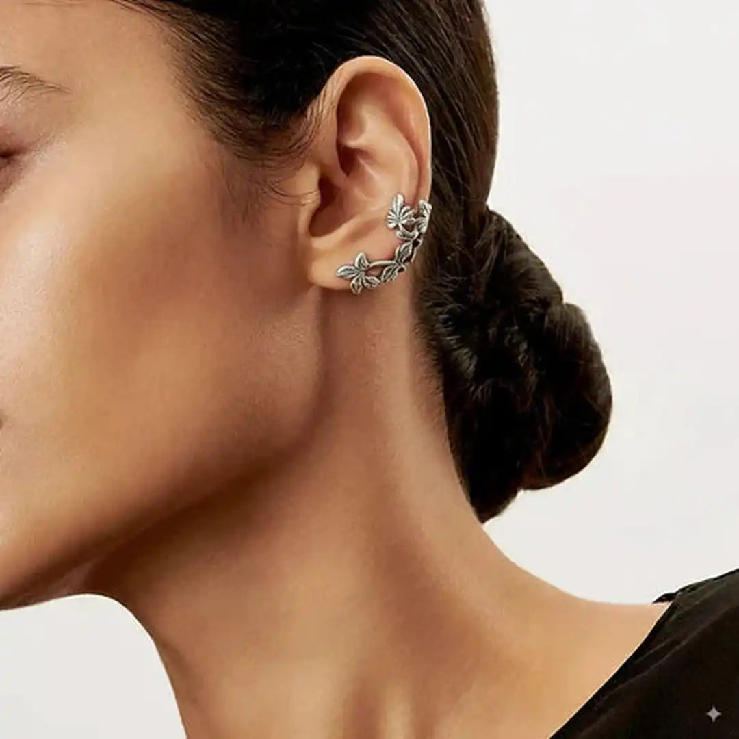 Vintage Silver Leaf Earrings