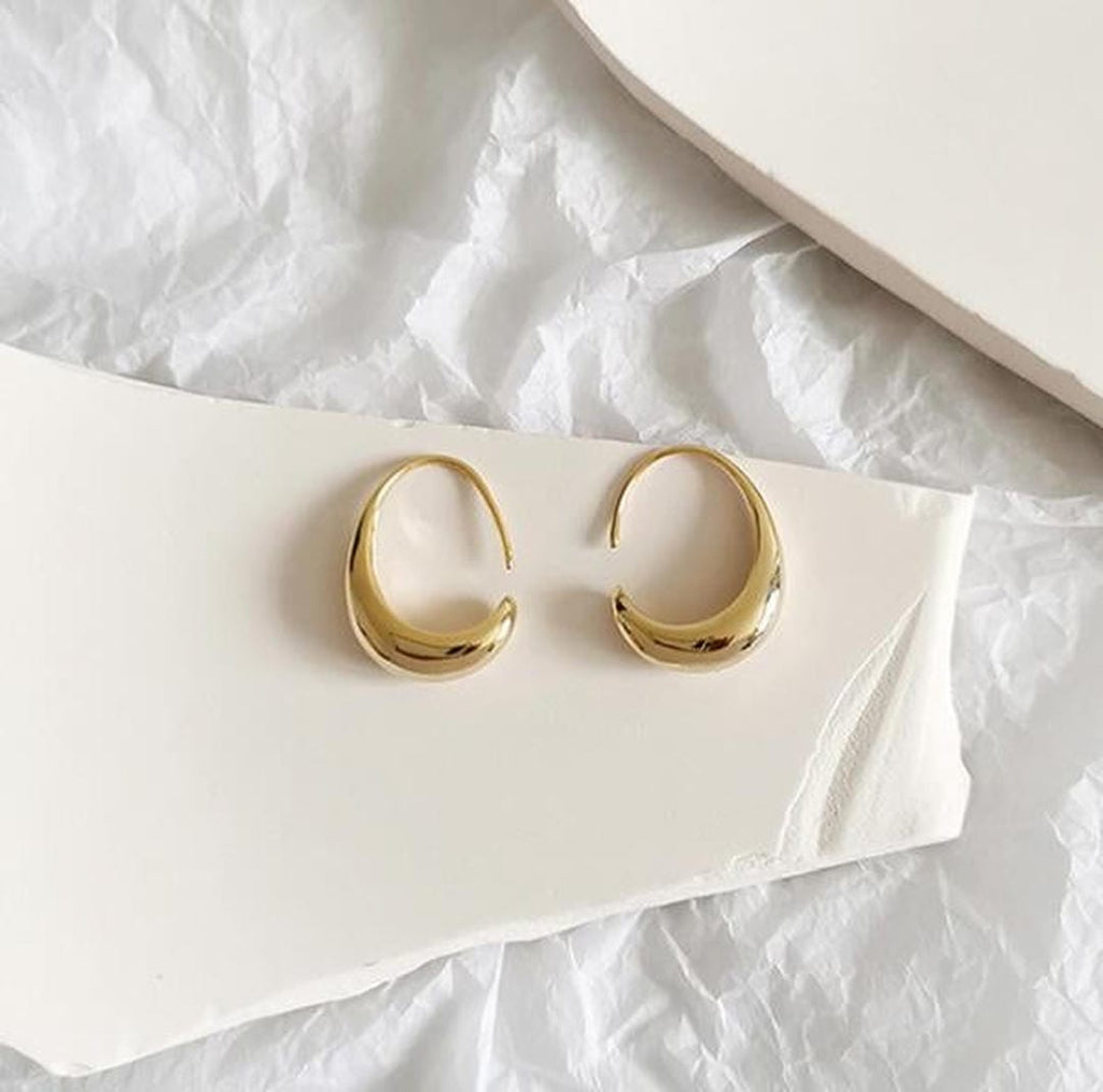 Oval Hoop Gold and Silver Earrings