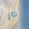 Blue Snowflake Flower Pendant Necklace