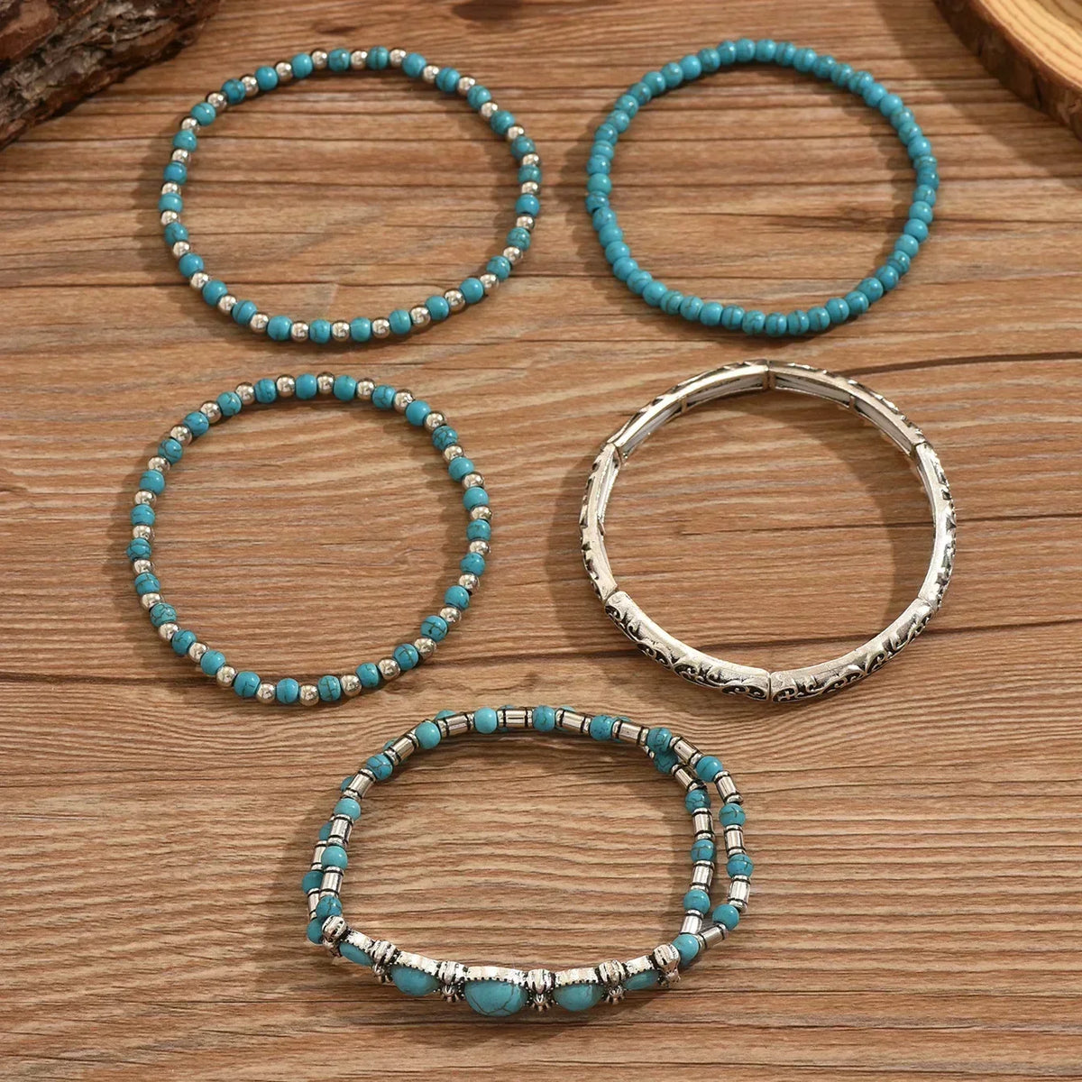 Bohemian Turquoise Beaded Bracelet Set