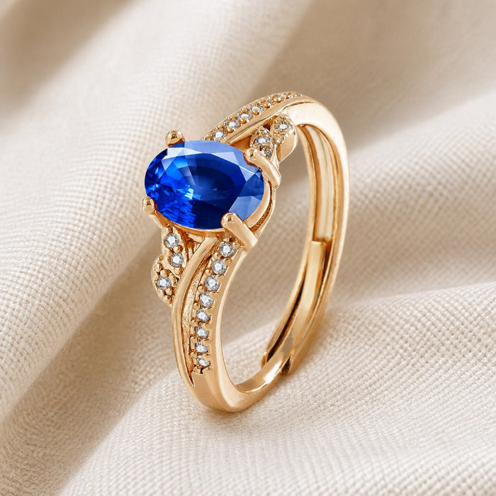 Vintage Blue Oval Zirconia Ring