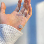 Blue Snowflake Flower Pendant Necklace